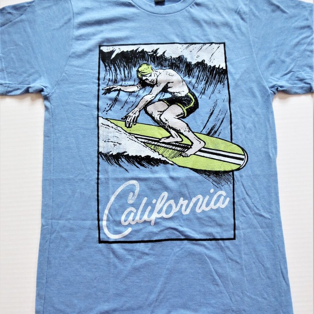 "California" T Shirt-Deadstock-  Multiple sizes. Surfer ridin' the wave graphic